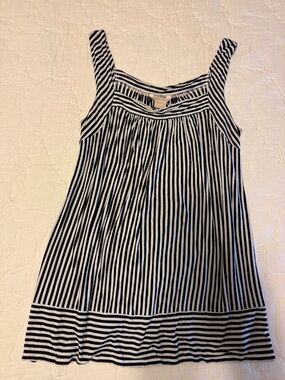 Michael Kors Black and White Striped Sleeveless Tank
